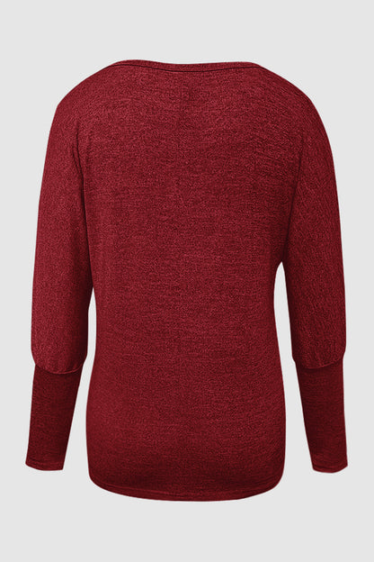 Cutout Round Neck Long Sleeve T-Shirt-Angel Casuals