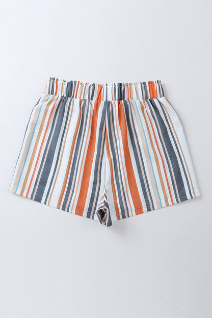 Striped Elastic Waist Shorts-Angel Casuals