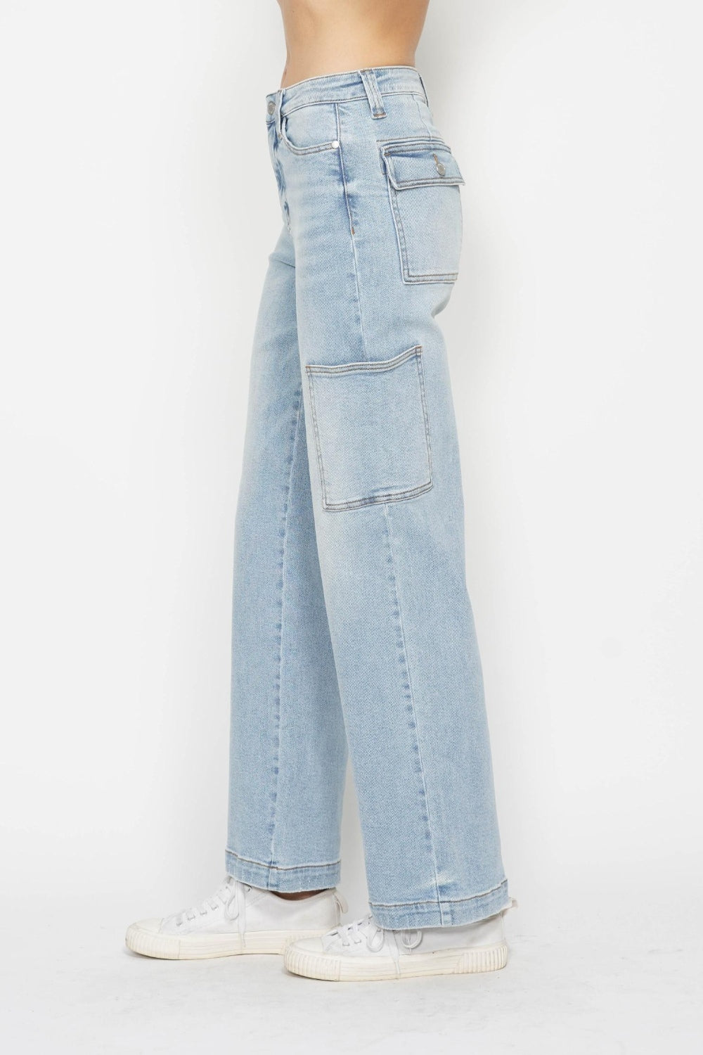 Judy Blue Full Size High Waist Straight Cargo Jeans-Angel Casuals