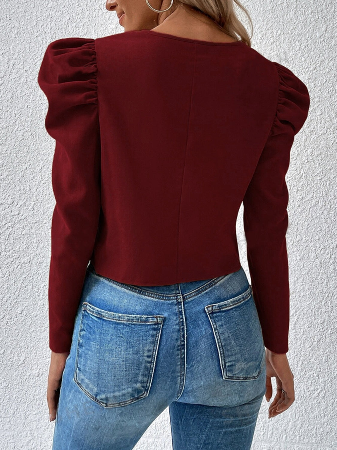 Zip Up Puff Sleeve Jacket-Angel Casuals