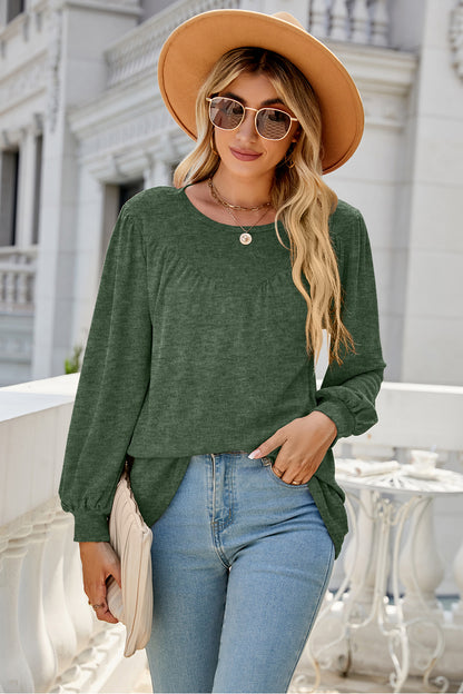 Round Neck Long Sleeve Top-Angel Casuals