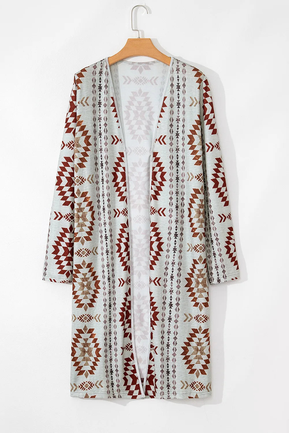 Geometric Open Front Long Sleeve Cover Up-Angel Casuals