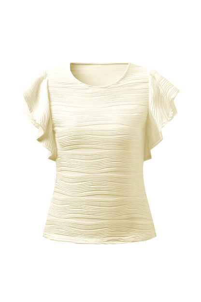 Textured Round Neck Cap Sleeve Top-Angel Casuals