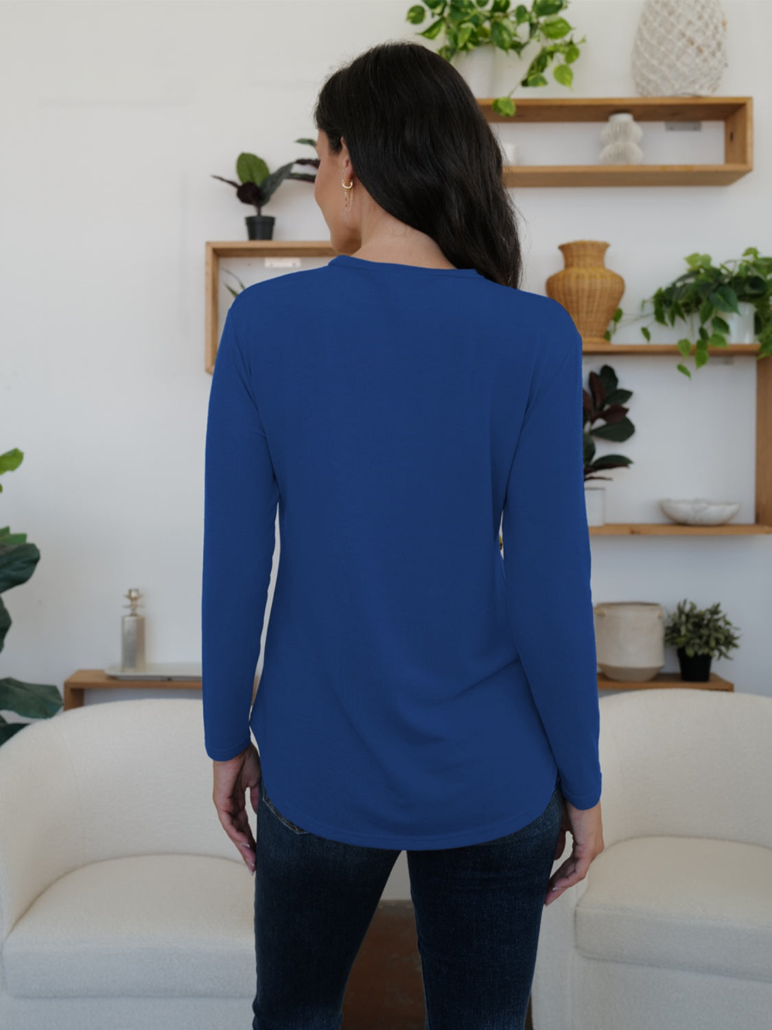 FAM-FAM Round Neck Long Sleeve T-Shirt-Angel Casuals