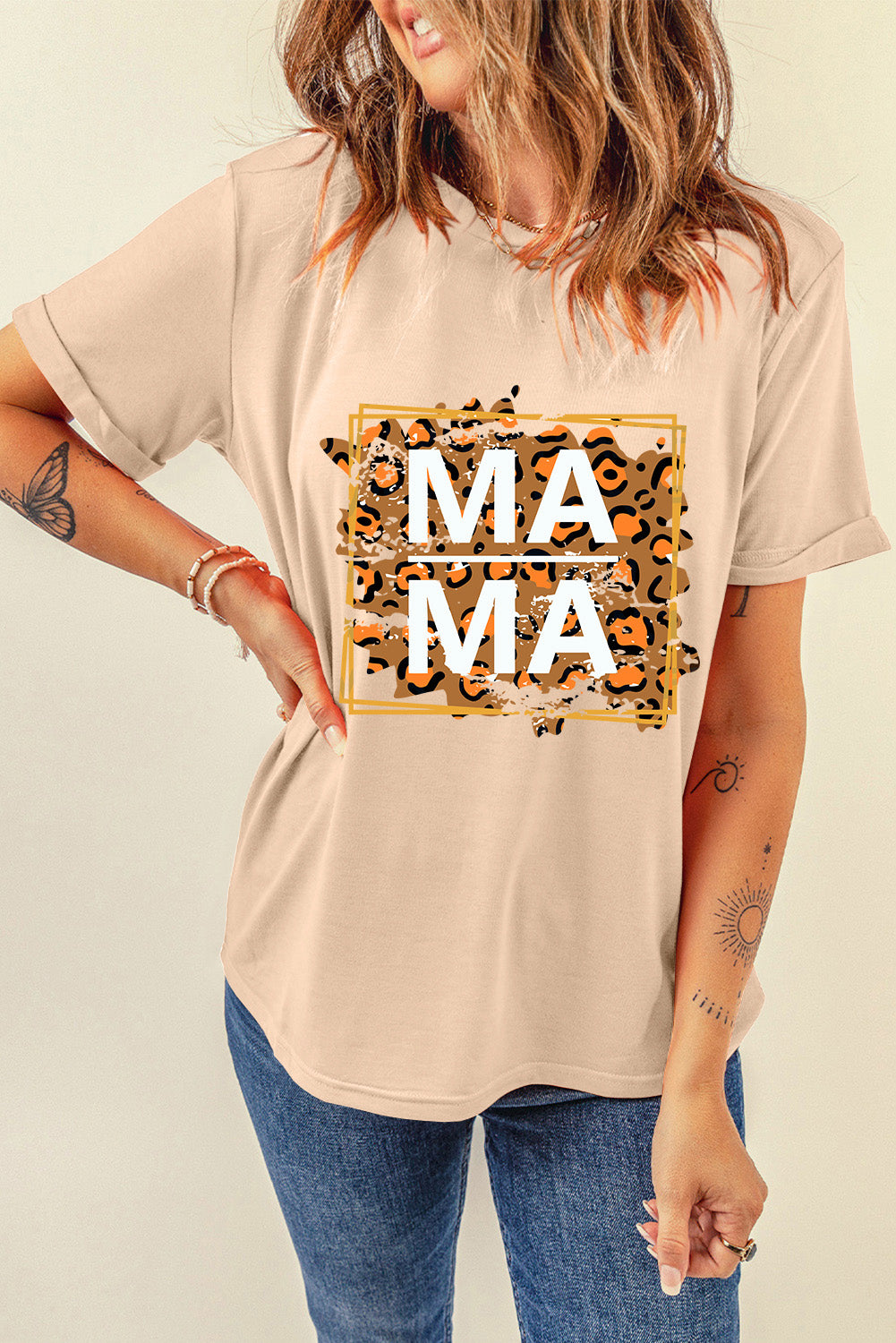 MAMA Round Neck Short Sleeve T-Shirt-Angel Casuals