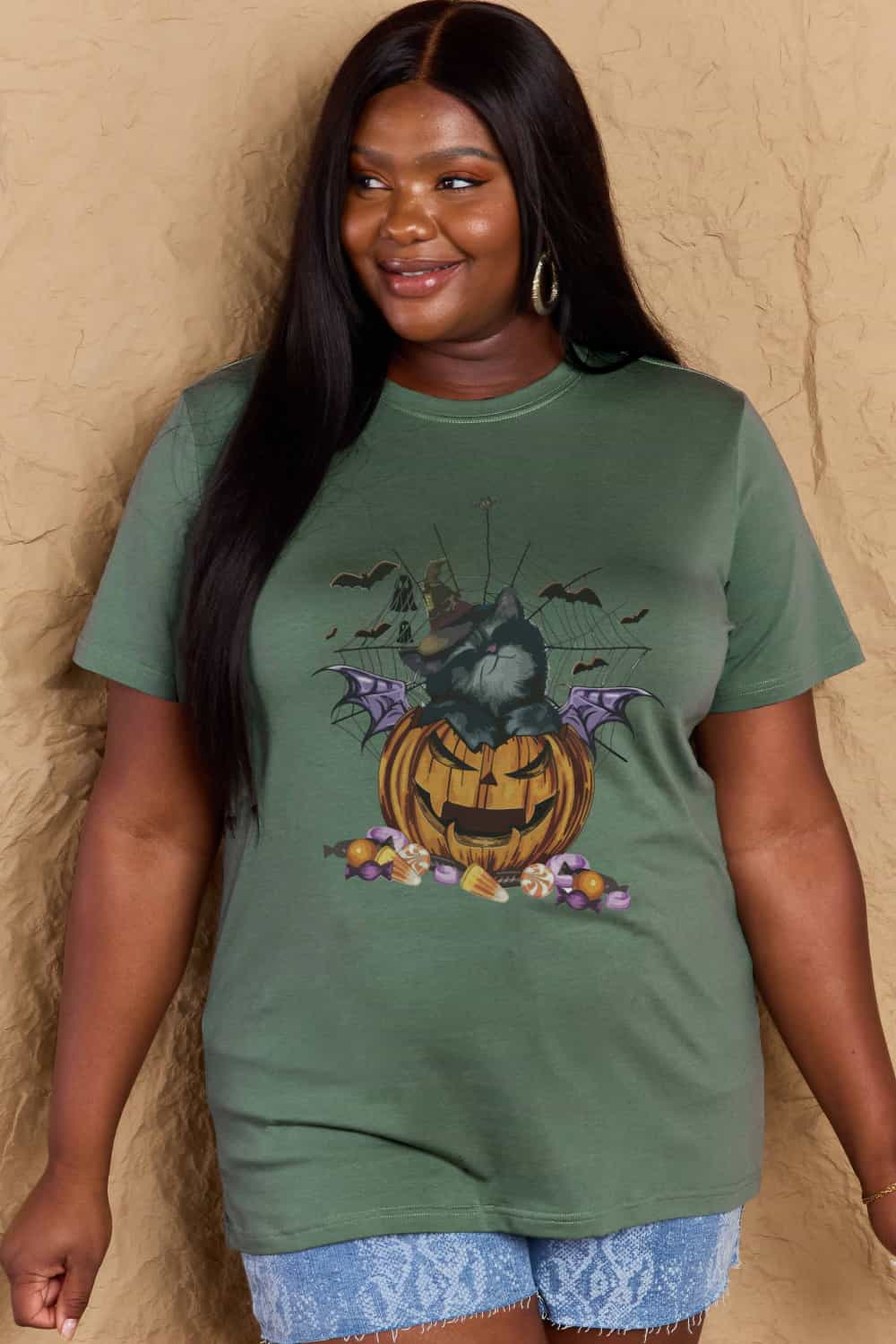 Simply Love Full Size Jack-O'-Lantern Graphic T-Shirt-Angel Casuals