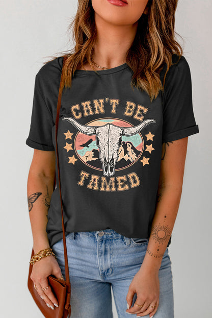 CAN'T BE TAMED Graphic Short Sleeve Tee-Angel Casuals