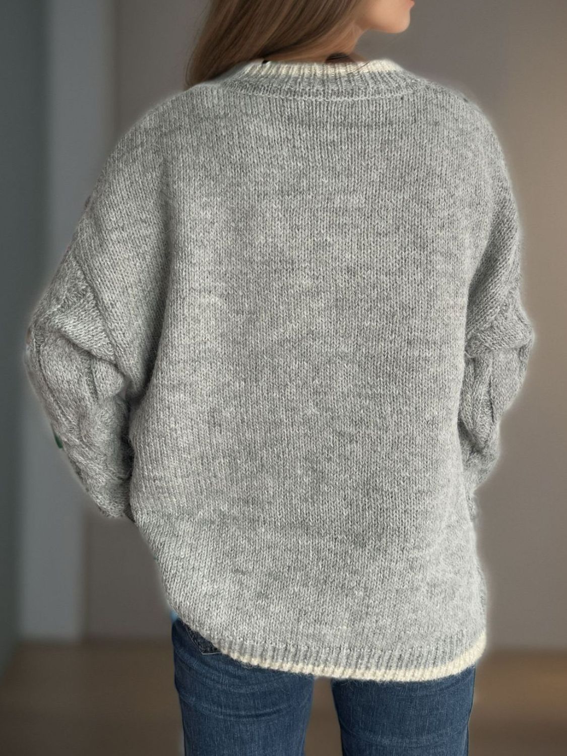 Cable Knit Round Neck Long Sleeve Sweater-Angel Casuals