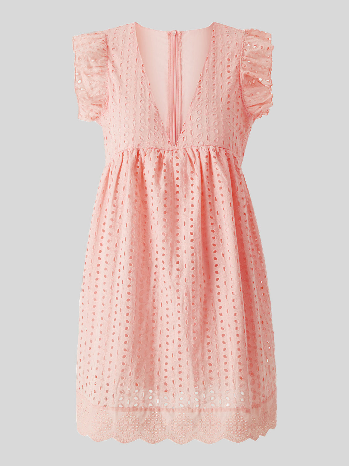 Ruffled Eyelet Cap Sleeve Mini Dress-Angel Casuals