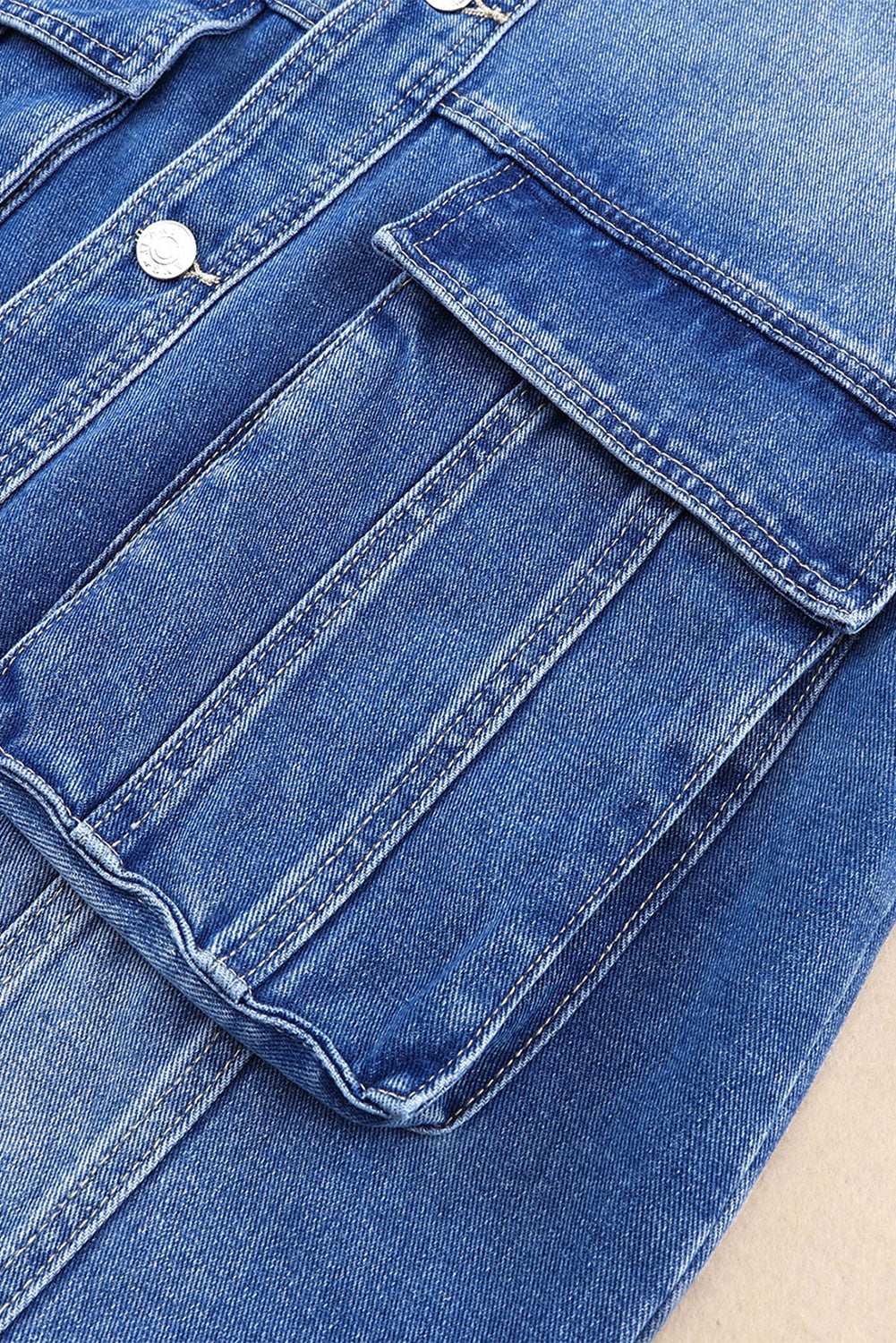 Collared Neck Button Up Denim Jacket-Angel Casuals