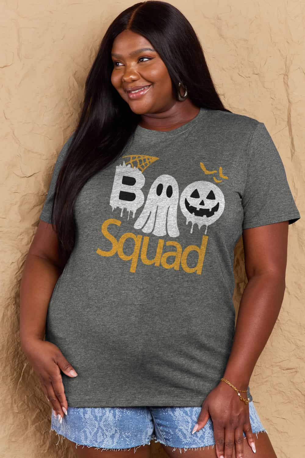 Simply Love Full Size BOO SQUAD Graphic Cotton T-Shirt-Angel Casuals