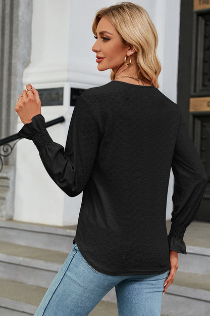 V-Neck Flounce Sleeve T-Shirt-Angel Casuals