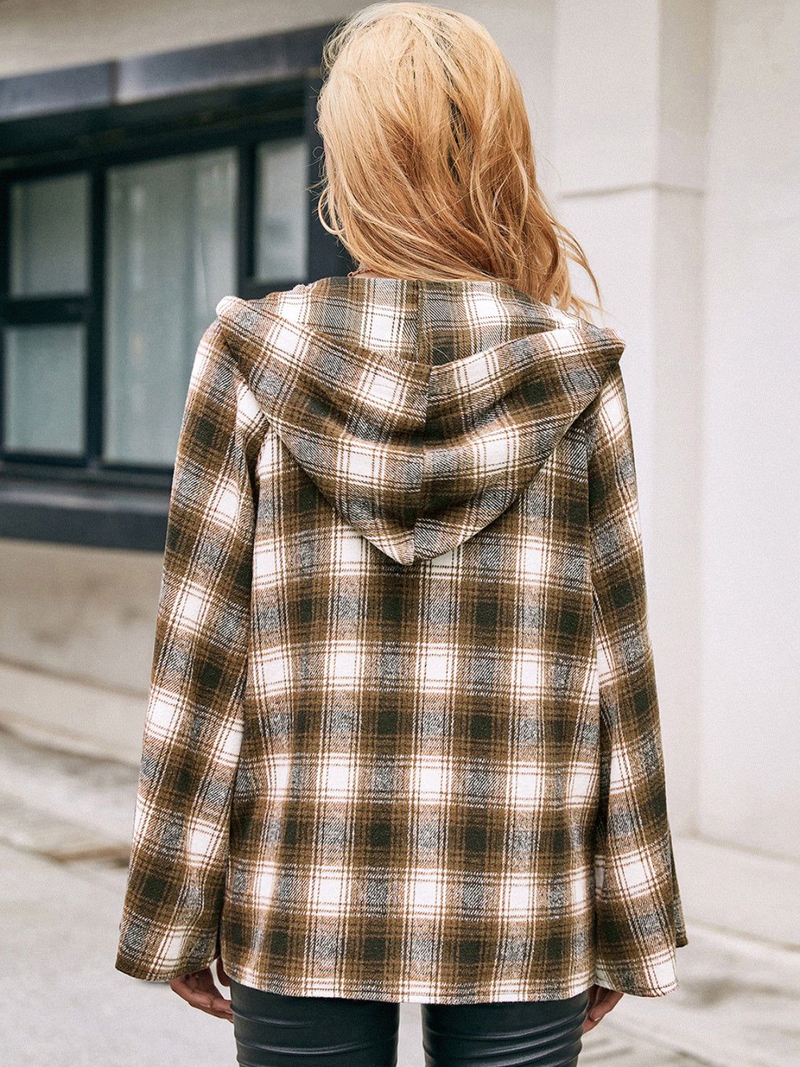 Ivy Lane Pocketed Plaid Long Sleeve Hooded Jacket-Angel Casuals