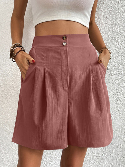 High Waist Shorts with Pockets-Angel Casuals