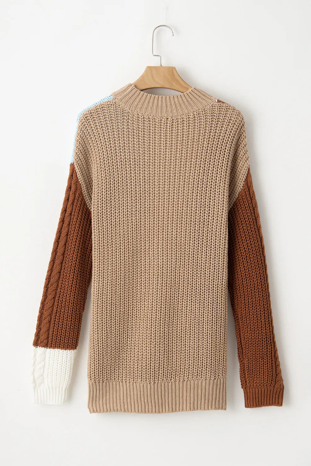 Color Block Round Neck Long Sleeve Sweater-Angel Casuals