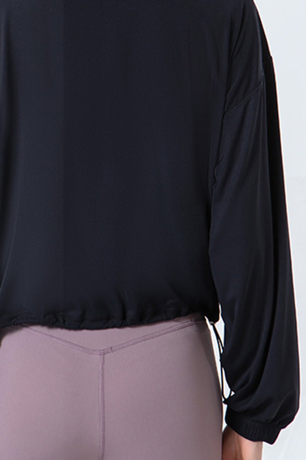 Drawstring Zip Up Dropped Shoulder Active Outerwear-Angel Casuals