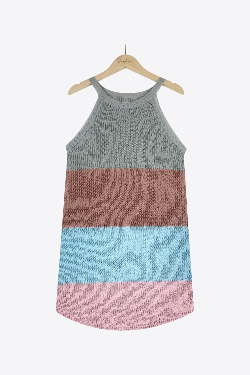 Color Block Round Neck Sleeveless Knit Top-Angel Casuals