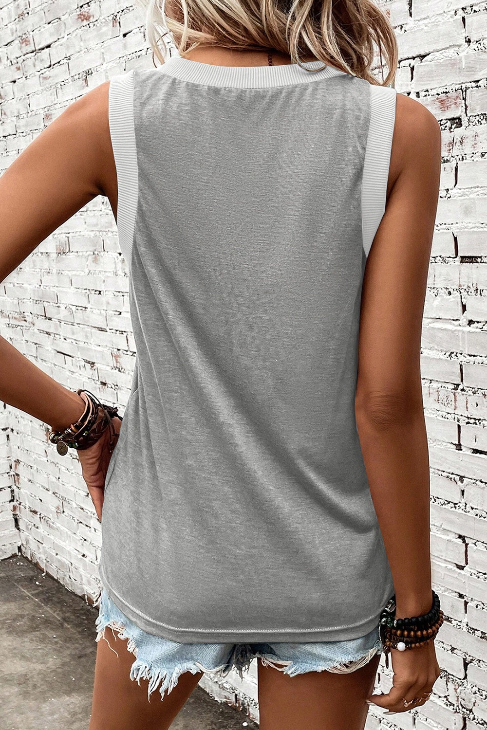 V-Neck Wide Strap Tank-Angel Casuals