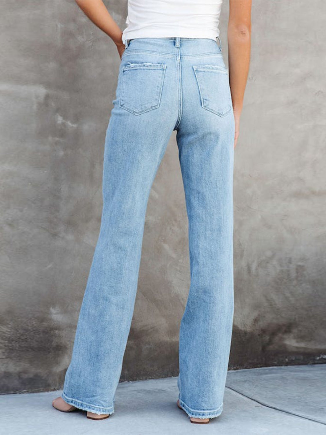 Washed Straight Leg Jeans-Angel Casuals