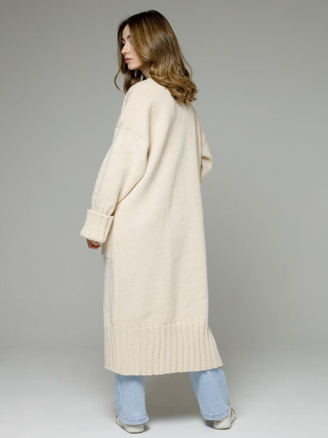 Pocketed Open Front Dropped Shoulder Cardigan-Angel Casuals