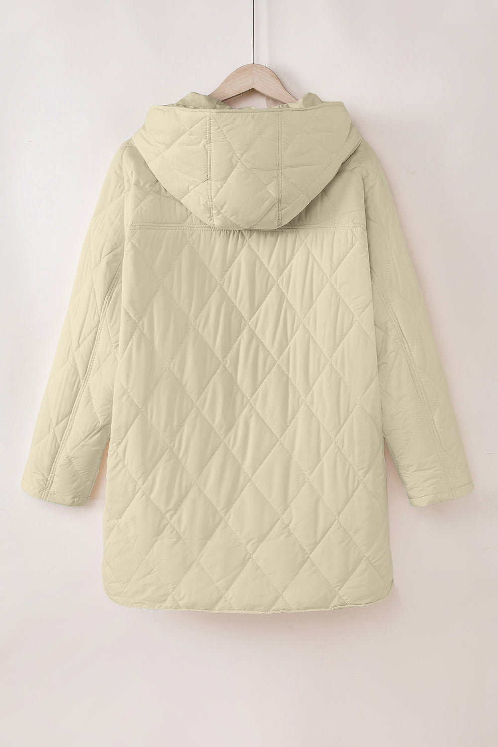 Snap Down Long Sleeve Quilted Winter Coat-Angel Casuals