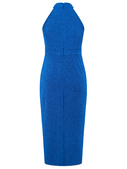 Slit Ruched Mock Neck Sleeveless Dress-Angel Casuals