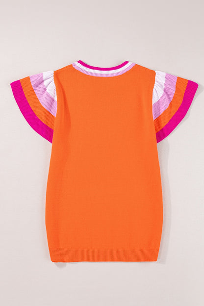 Color Block Round Neck Knit Top-Angel Casuals