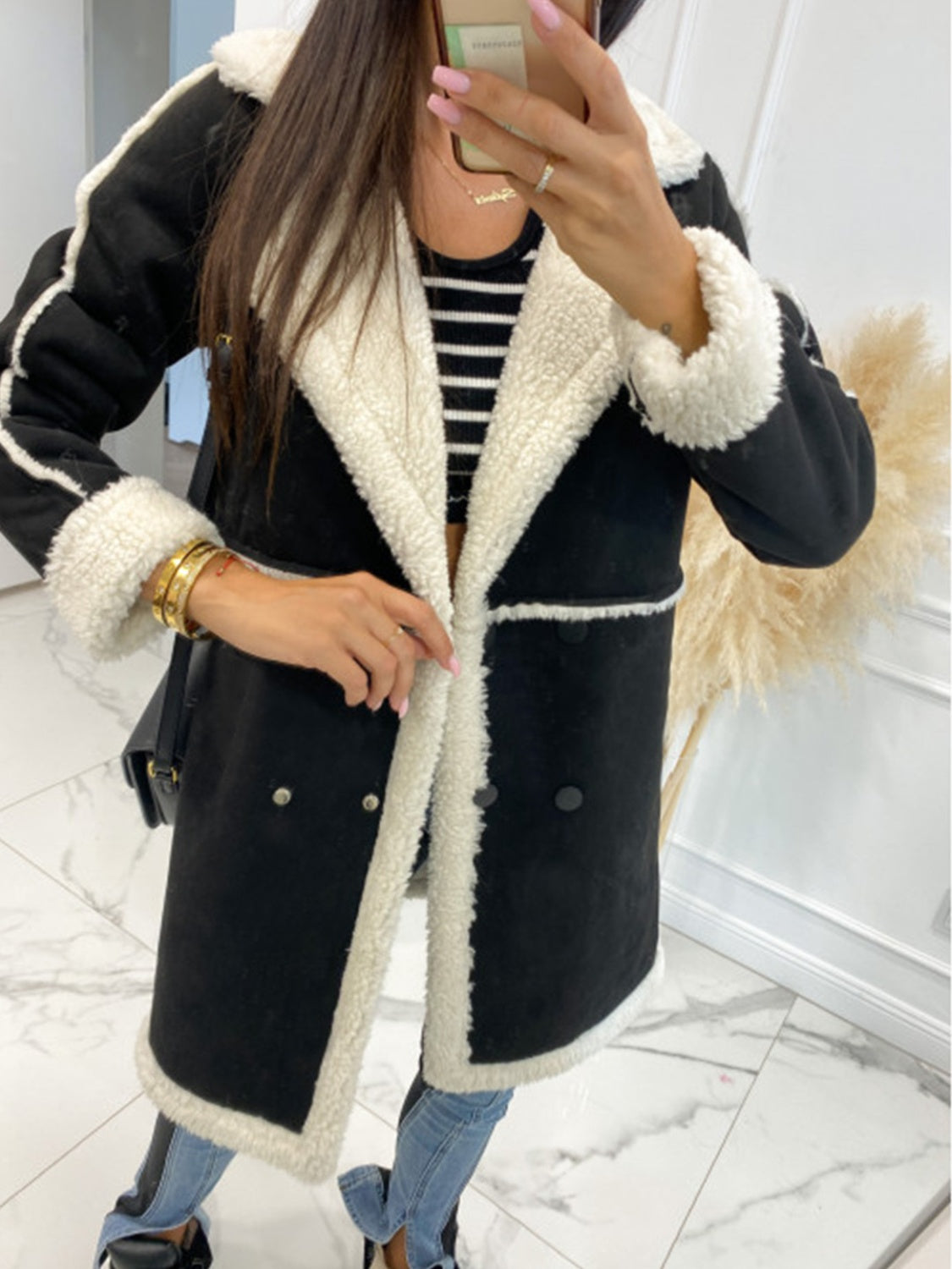 Lapel Collar Exposed Seam Buttoned Coat-Angel Casuals