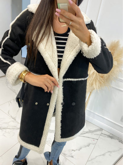 Lapel Collar Exposed Seam Buttoned Coat-Angel Casuals