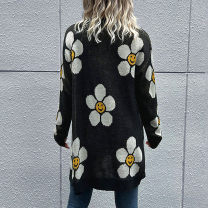 Floral Button Down Longline Cardigan-Angel Casuals