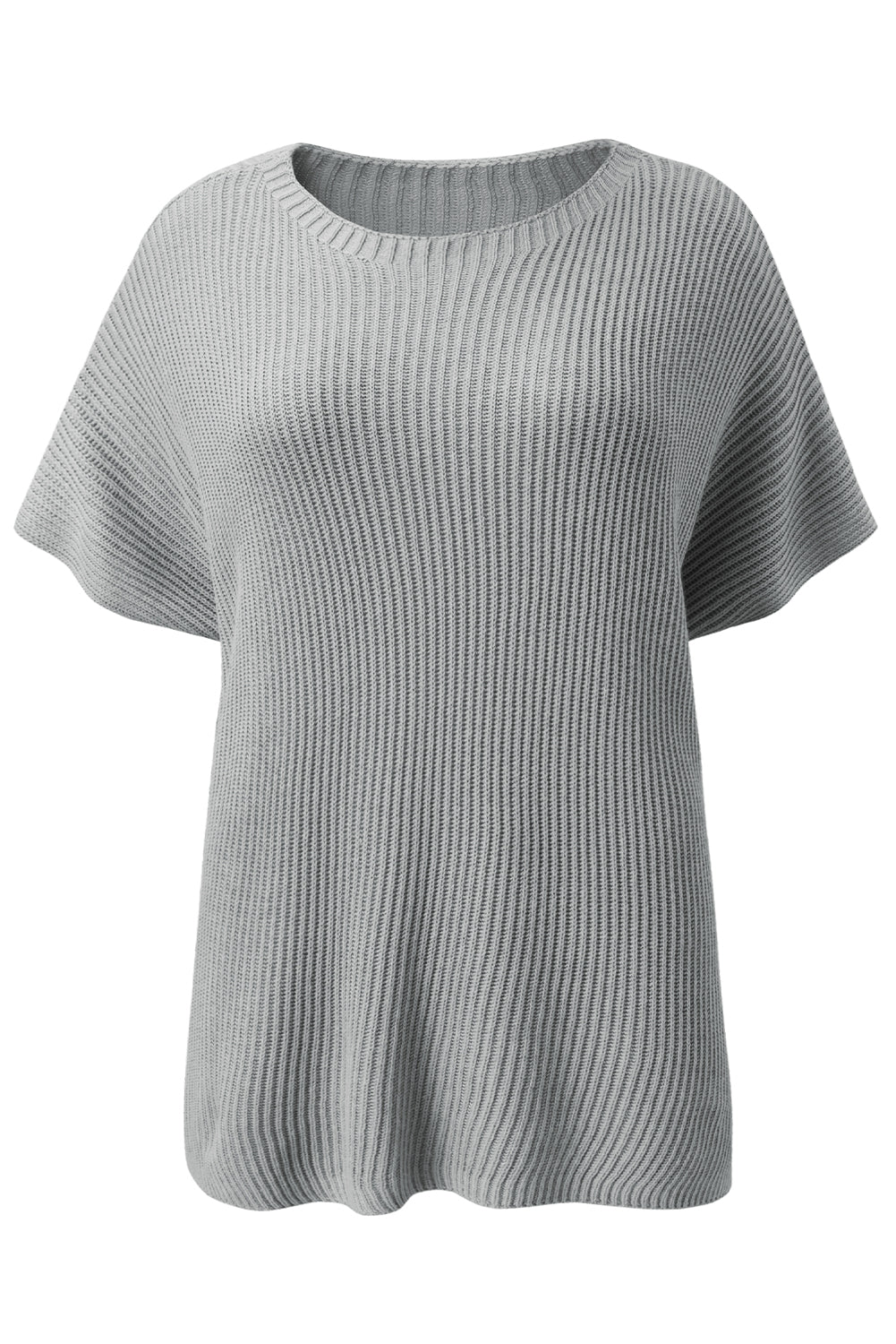 Slit Round Neck Short Sleeve Knit Top-Angel Casuals