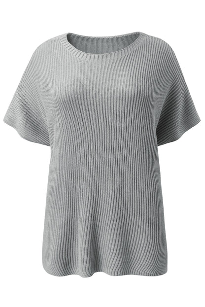 Slit Round Neck Short Sleeve Knit Top-Angel Casuals