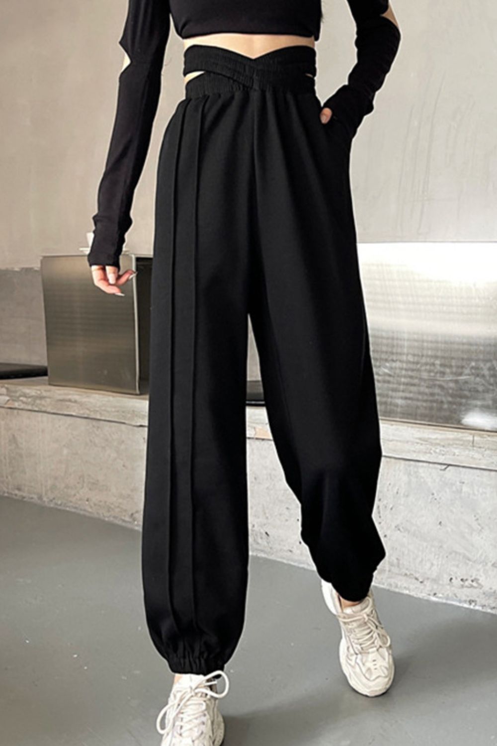 Crisscross Long Sweatpants-Angel Casuals