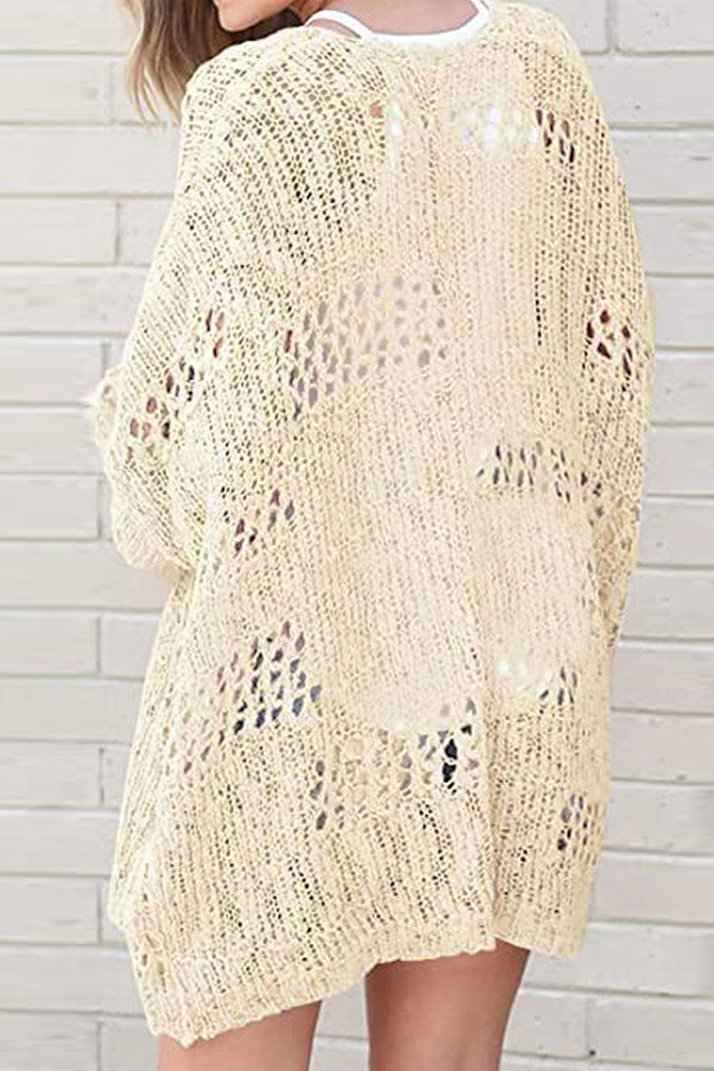 Openwork Long Sleeve Cardigan-Angel Casuals