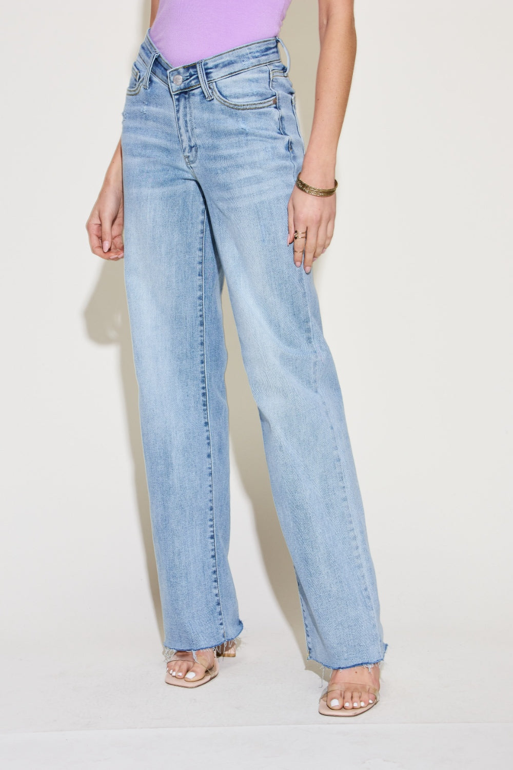 Judy Blue Full Size V Front Waistband Straight Jeans-Angel Casuals