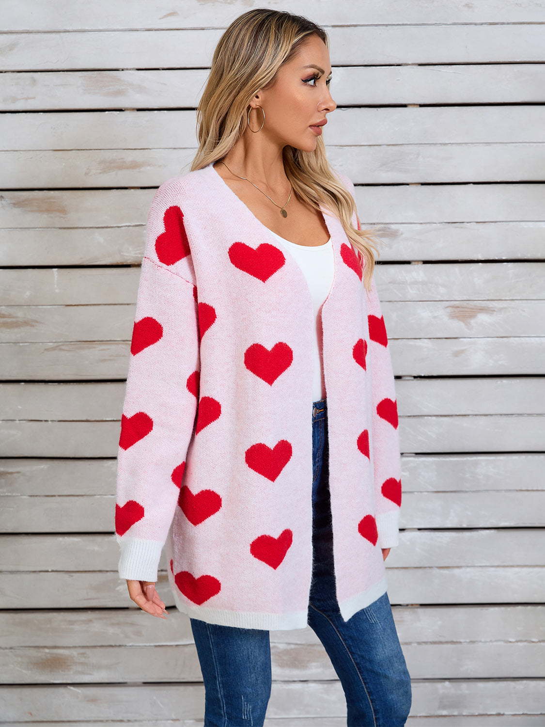 Angel Wings Heart Open Front Long Sleeve Cardigan-Angel Casuals