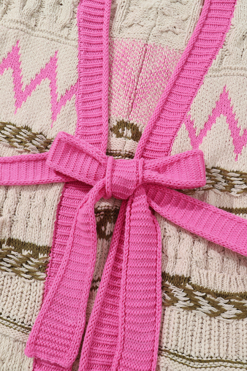 Contrast Tied Open Front Cardigan-Angel Casuals