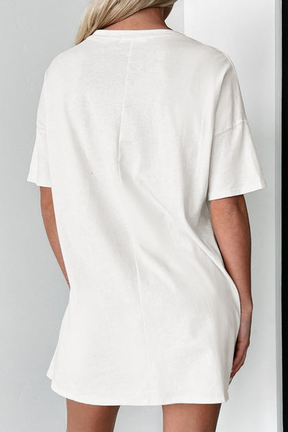 Graphic Round Neck Short Sleeve Oversize T-Shirt-Angel Casuals