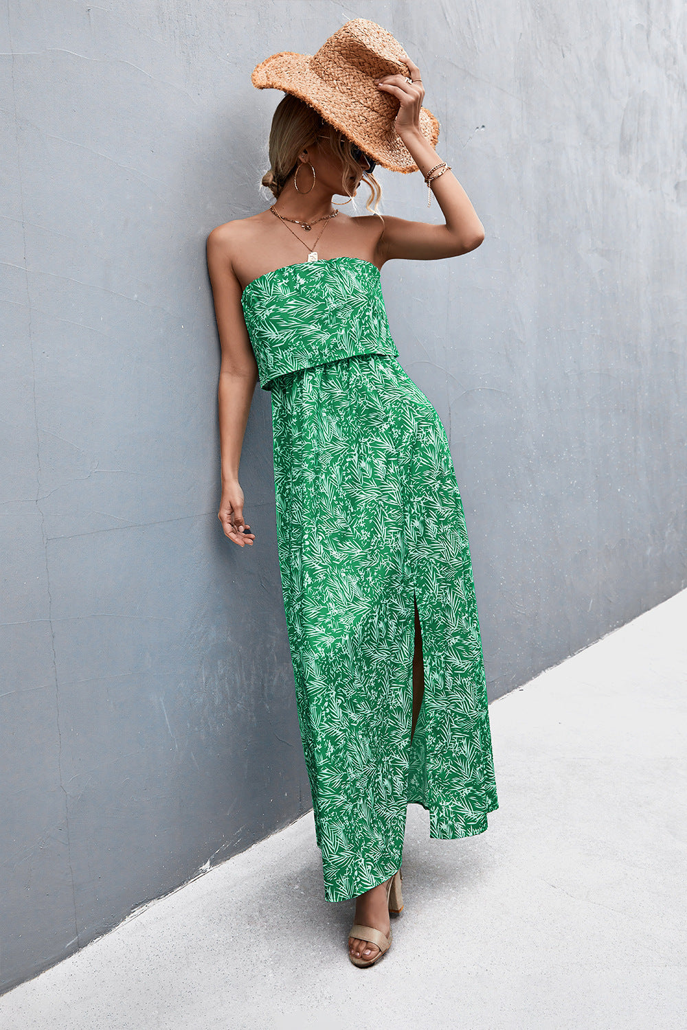 Strapless Split Maxi Dress-Angel Casuals