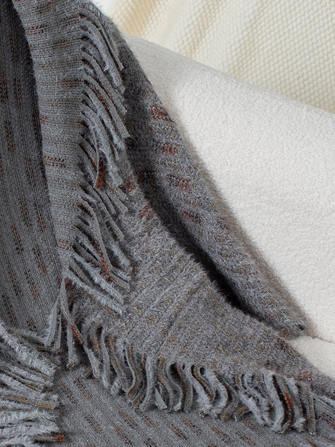 Fringe Open Front Half Sleeve Poncho-Angel Casuals