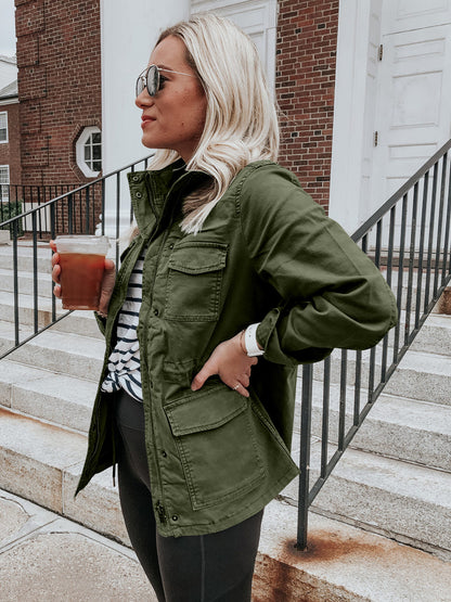Pocketed Long Sleeve Zip Up Jacket-Angel Casuals