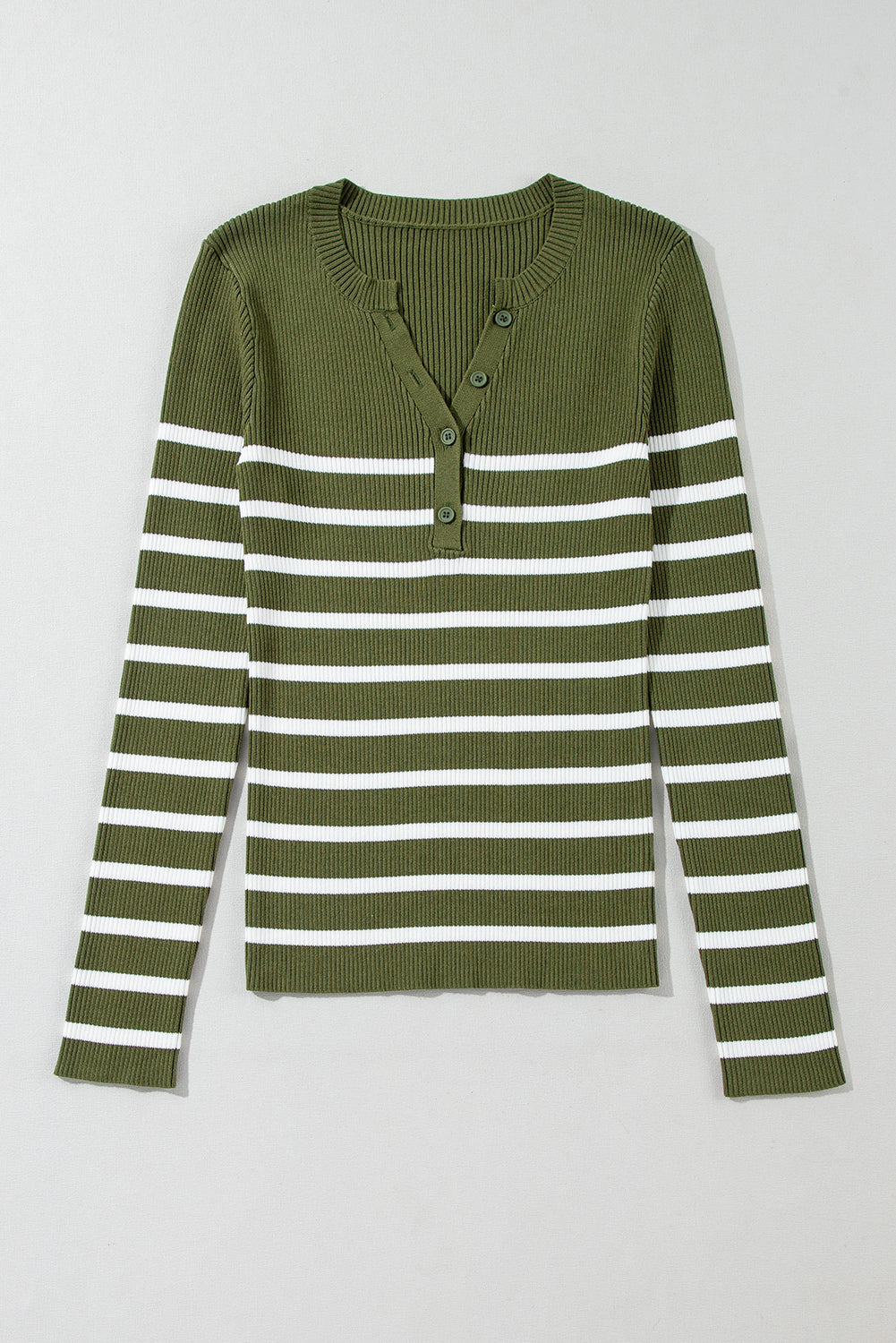 Striped Contrast Long Sleeve Knit Top-Angel Casuals