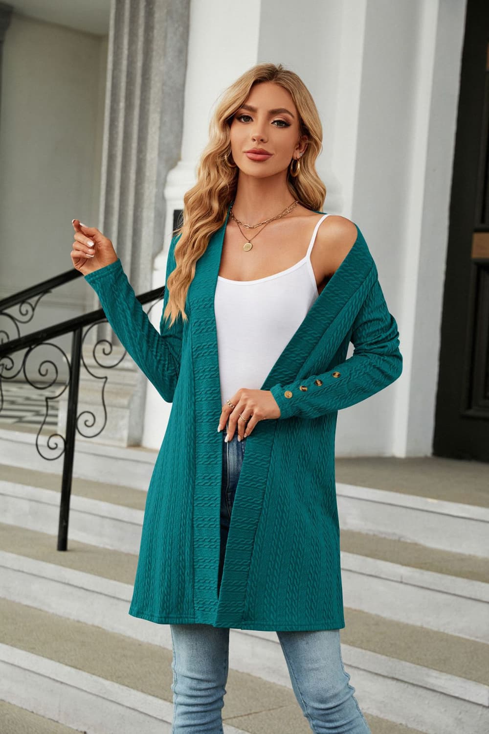 Long Sleeve Open Front Cardigan-Angel Casuals