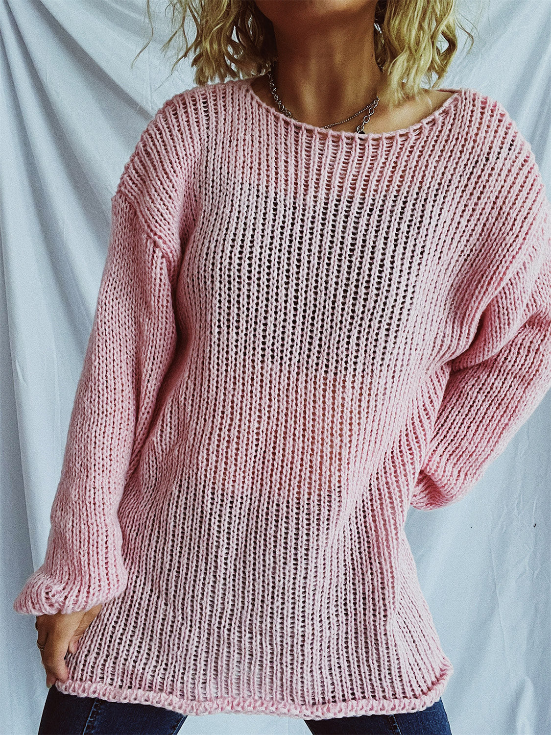 Boat Neck Dropped Shoulder Sweater-Angel Casuals