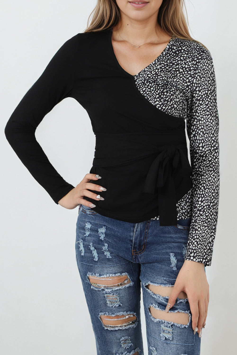 Two Tone Long Sleeve Top-Angel Casuals