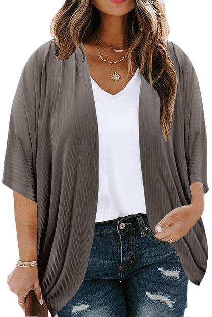 Plus Size Ribbed Cocoon Cover Up-Angel Casuals
