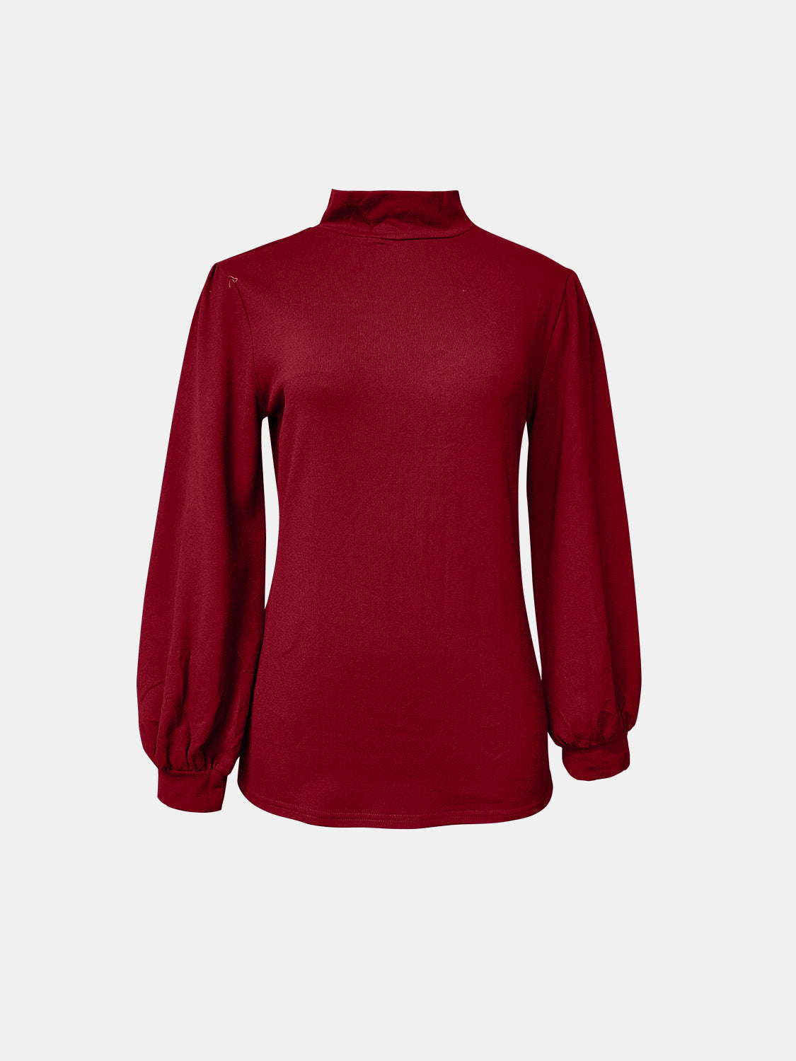 Full Size Mock Neck Long Sleeve T-Shirt-Angel Casuals