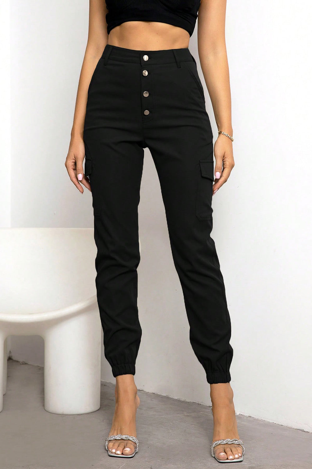 Button Fly Cargo Pants-Angel Casuals