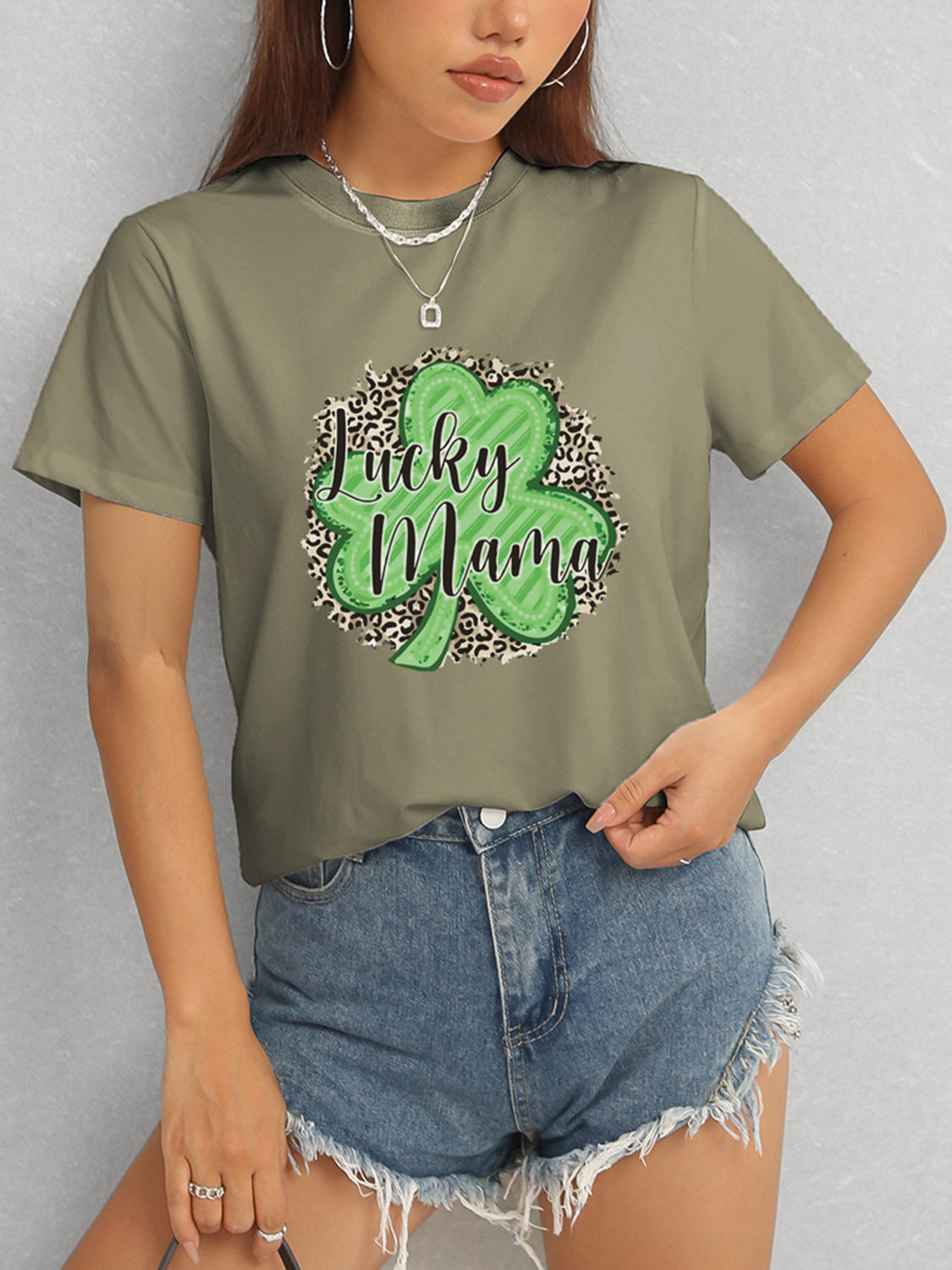 LUCKY MAMA Round Neck T-Shirt-Angel Casuals