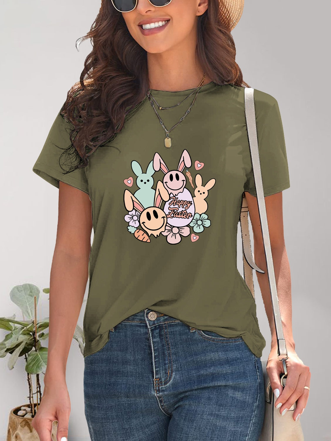 Graphic Round Neck Short Sleeve T-Shirt-Angel Casuals